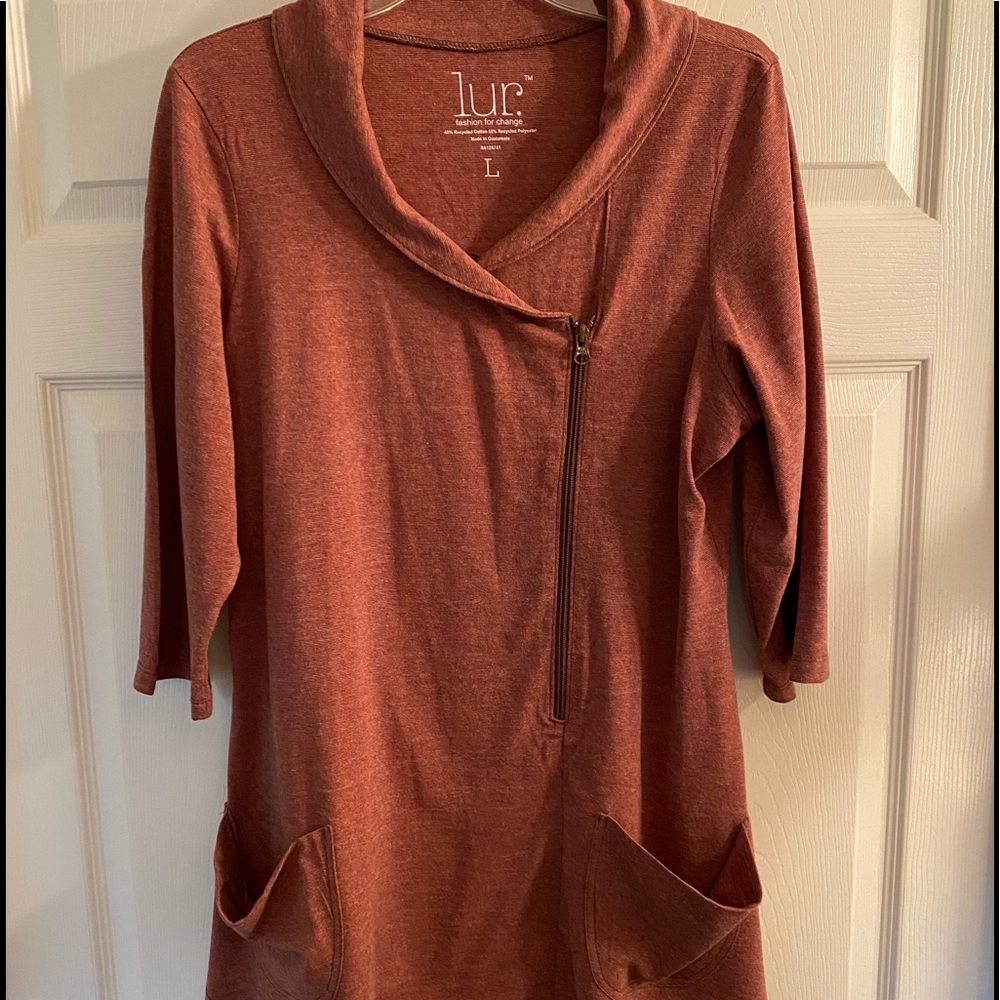 LUR Eco Friendly Recycled Fashion.  Size L.  Length:  32”. Color: Brown.